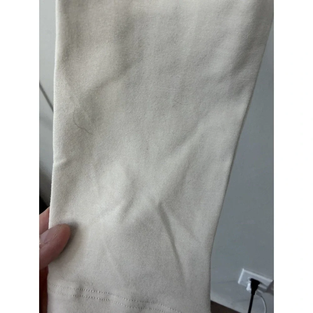 CAbi Creamy Light Taupe Long‎ Sleeved Faux Wrap Pullover Size M